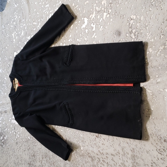 Herbert Levy Vintage Topper Duster Coat Black Embroidered - Picture 5 of 7